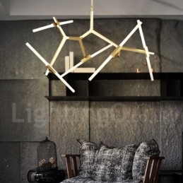 Candelabru modern contemporan cu 10 lumini (negru auriu)