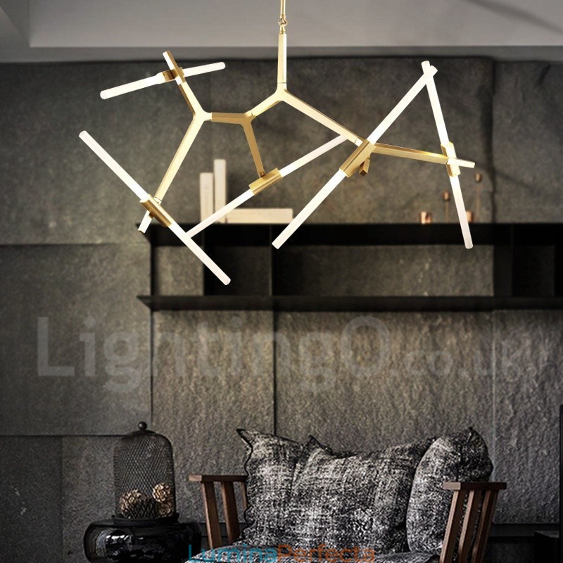 Candelabru modern contemporan cu 10 lumini (negru auriu)