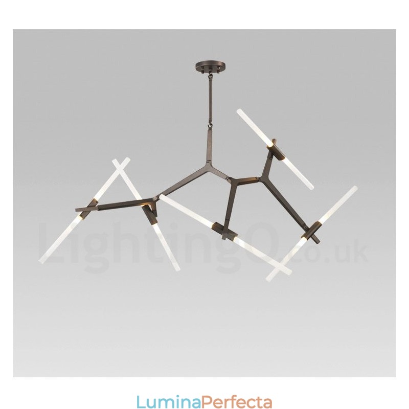 Candelabru modern contemporan cu 10 lumini (negru auriu)