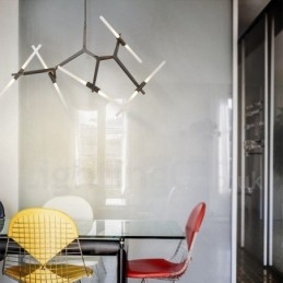 Candelabru modern contemporan cu 10 lumini (negru auriu)