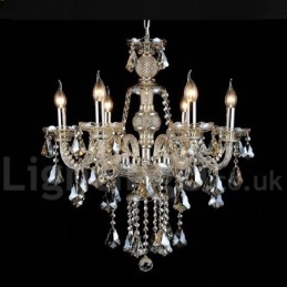 Candelabru modern cu 6 lumini, retro, vintage, culoare cognac