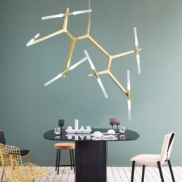 Candelabru modern contemporan cu 12 lumini (negru auriu)