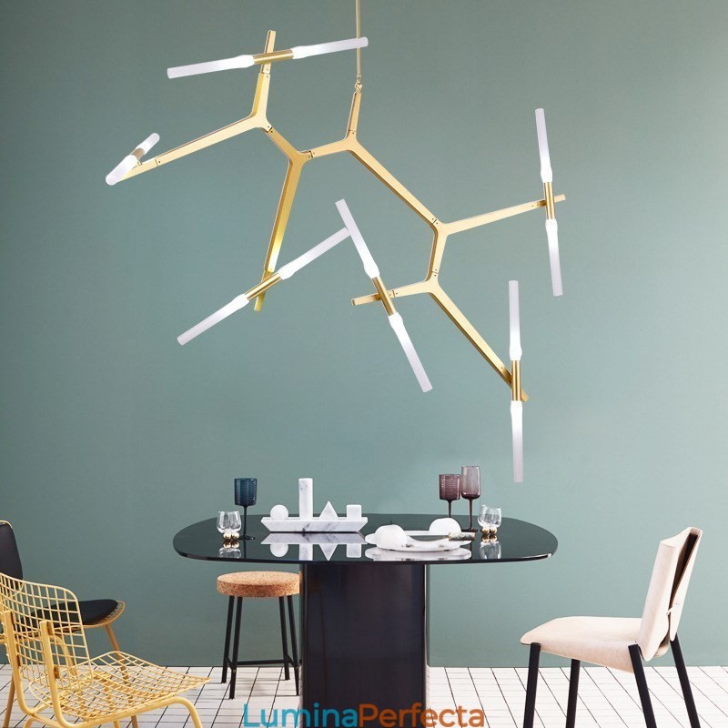 Candelabru modern contemporan cu 12 lumini (negru auriu)