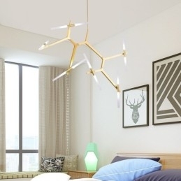 Candelabru modern contemporan cu 12 lumini (negru auriu)