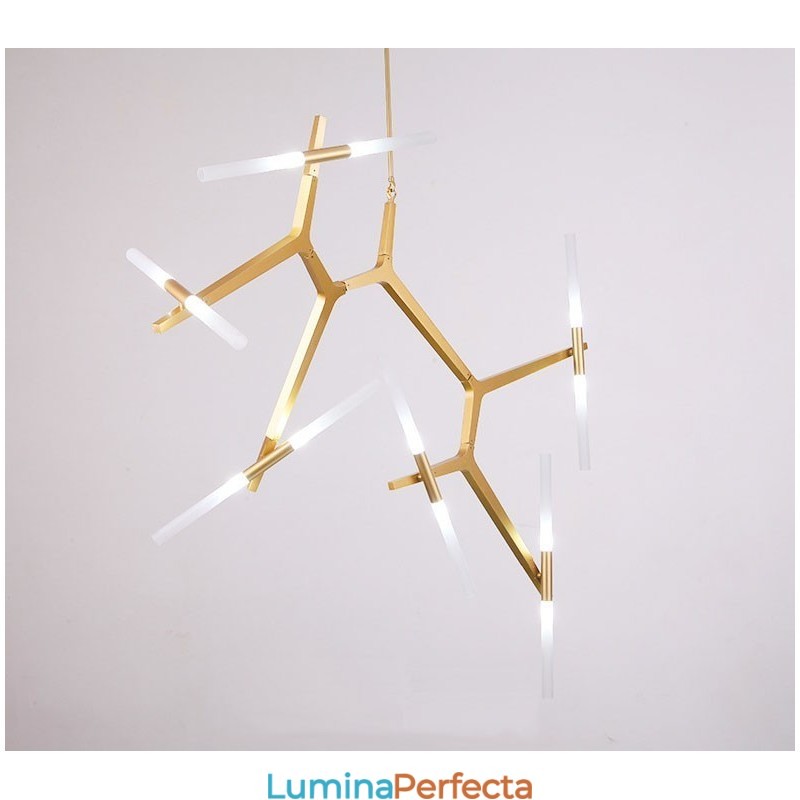 Candelabru modern contemporan cu 12 lumini (negru auriu)