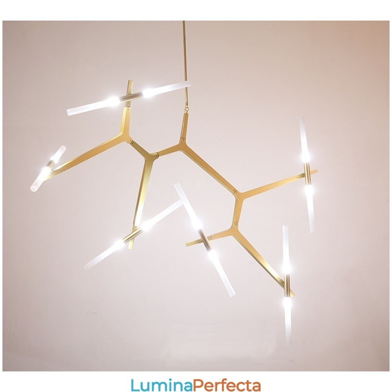 Candelabru modern contemporan cu 12 lumini (negru auriu)