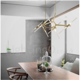 Candelabru modern contemporan cu 12 lumini (negru auriu)