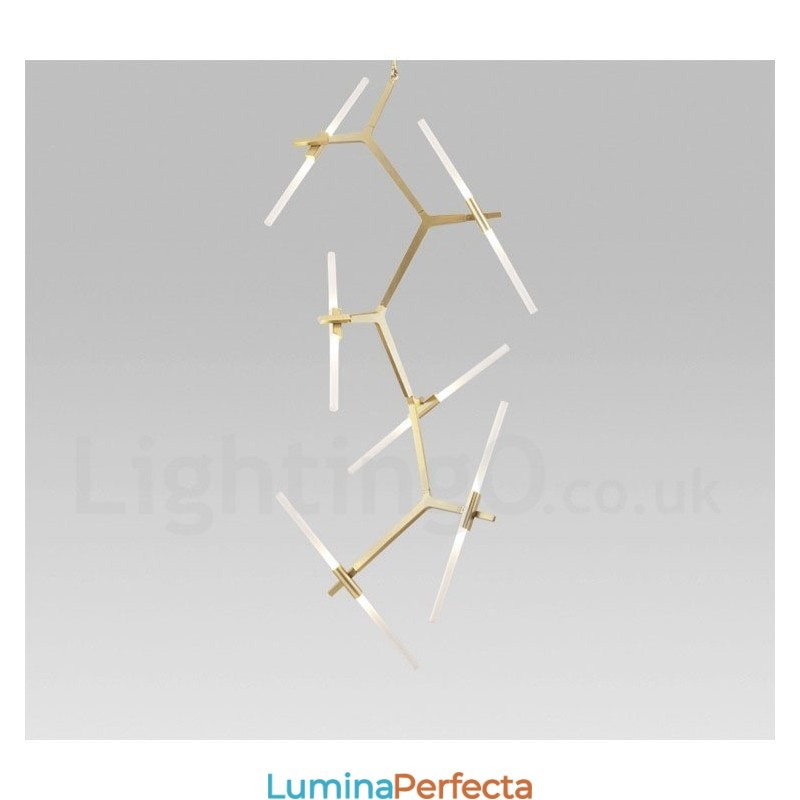Candelabru modern contemporan cu 12 lumini (negru auriu)