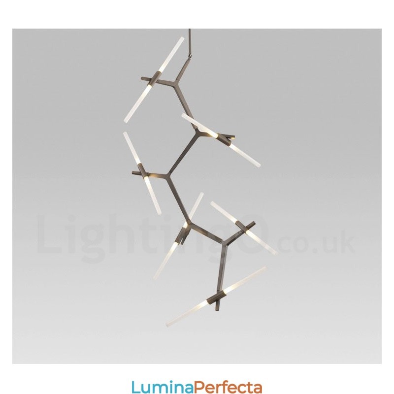 Candelabru modern contemporan cu 12 lumini (negru auriu)