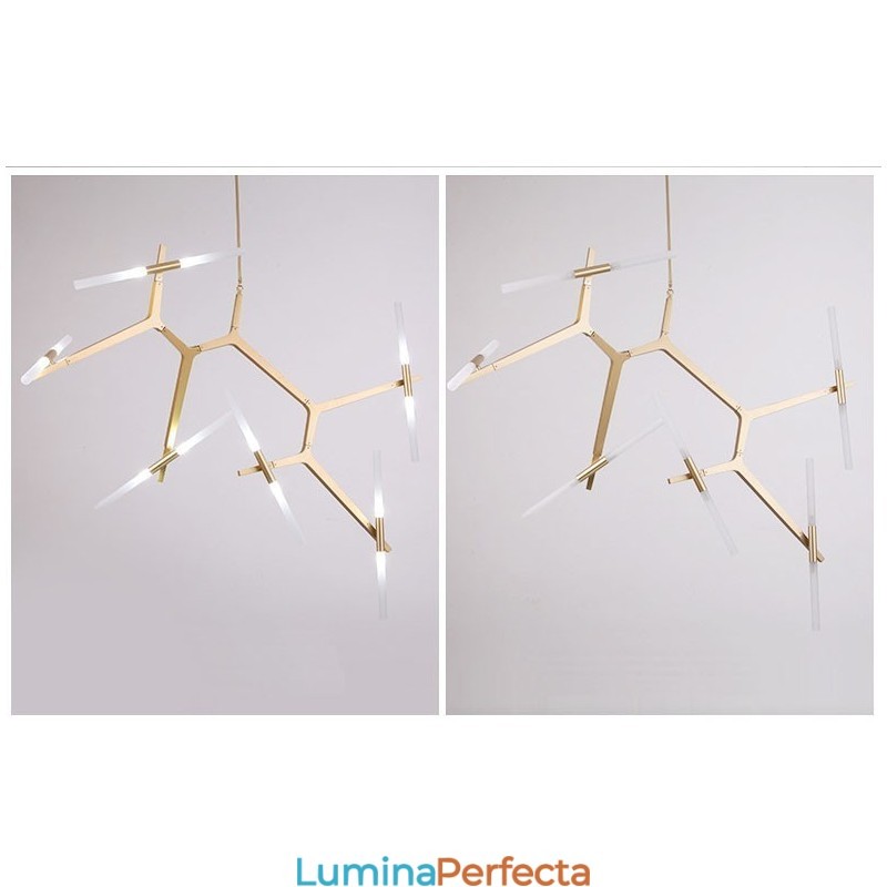 Candelabru modern contemporan cu 12 lumini (negru auriu)