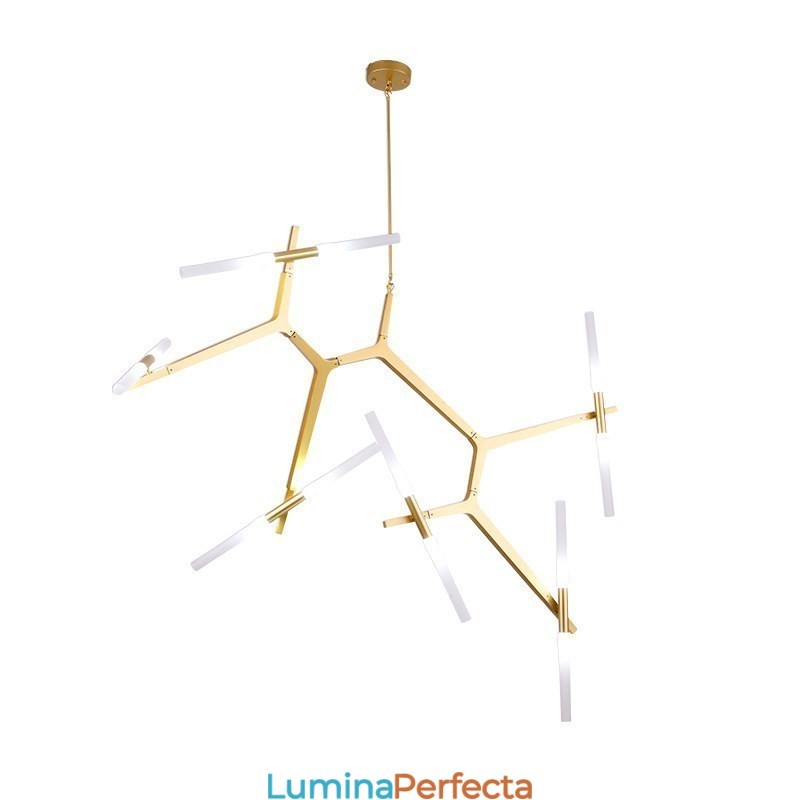 Candelabru modern contemporan cu 12 lumini (negru auriu)