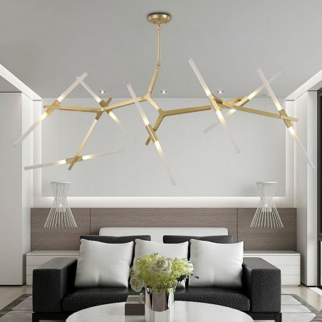 Candelabru modern contemporan cu 14 lumini (negru auriu) Candelabru modern contemporan cu 14 lumini (negru auriu)