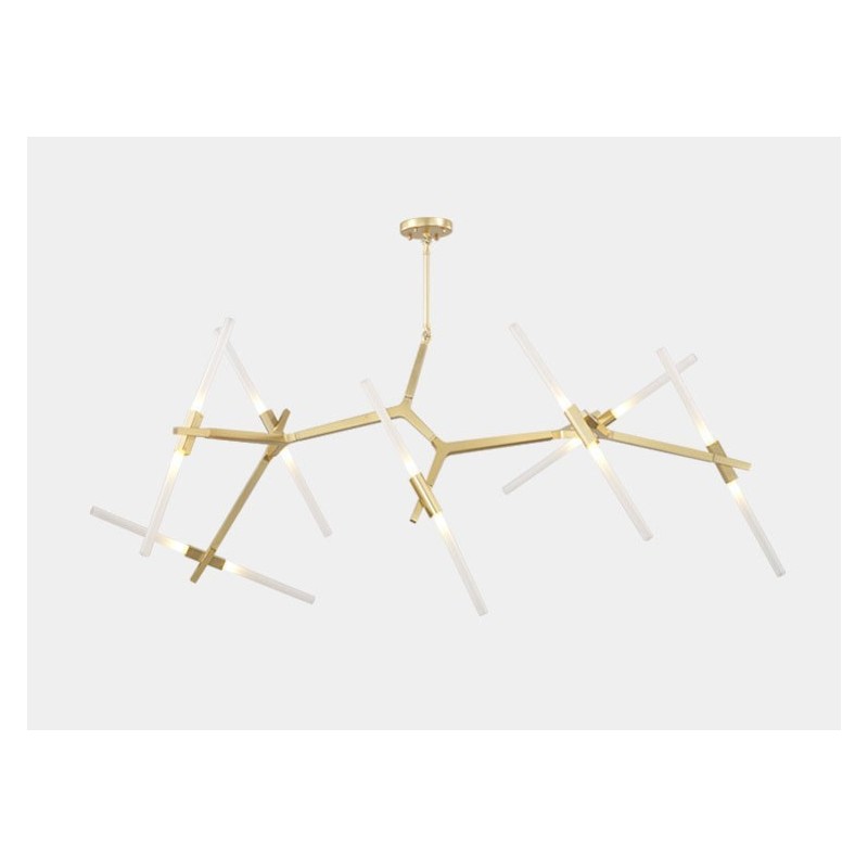 Candelabru modern contemporan cu 14 lumini (negru auriu)