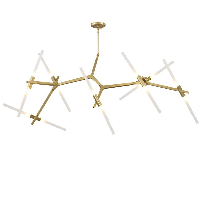 Candelabru modern contemporan cu 14 lumini (negru auriu)