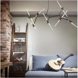 Candelabru modern contemporan cu 14 lumini (negru auriu)
