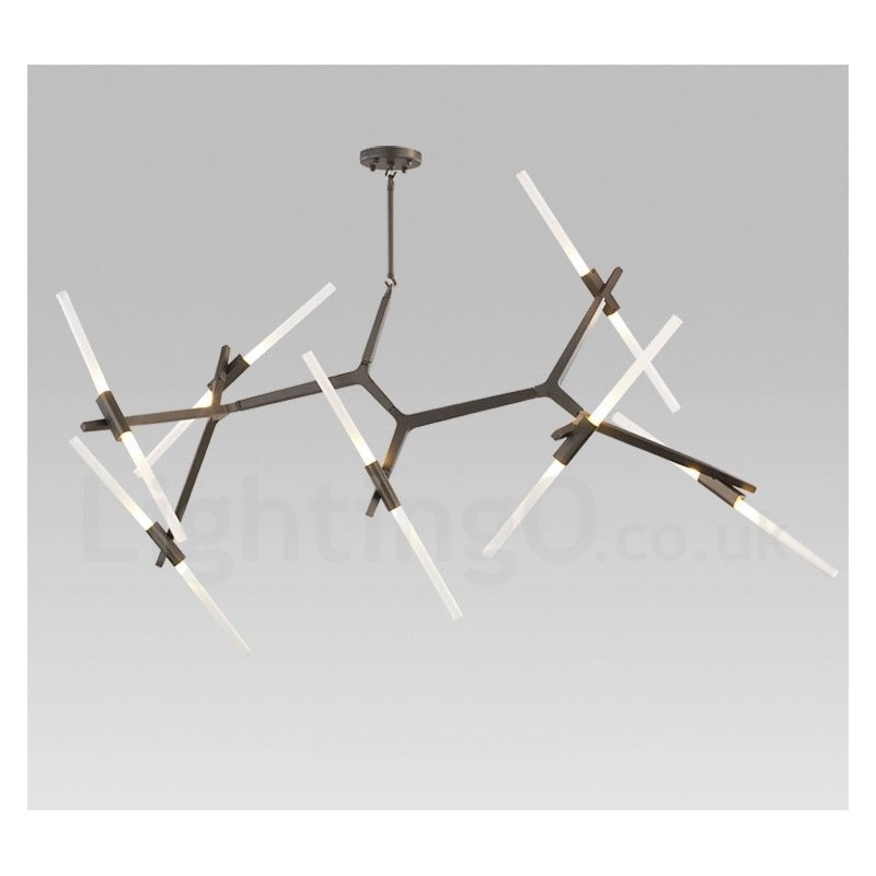 Candelabru modern contemporan cu 14 lumini (negru auriu)