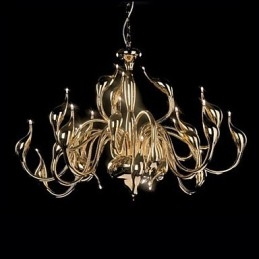 Candelabru modern 24 de lumini G4 placat cu aur