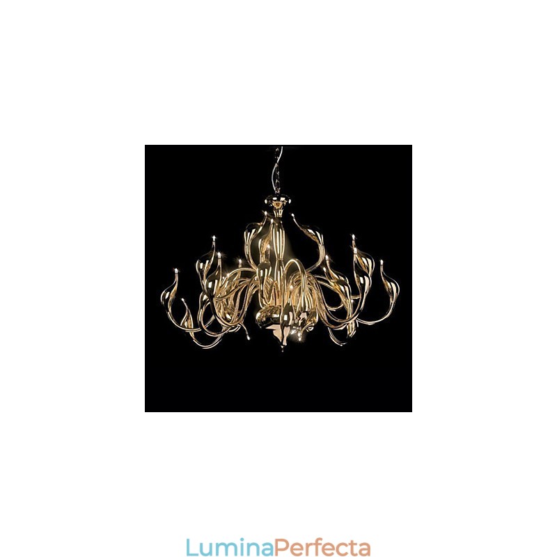 Candelabru modern 24 de lumini G4 placat cu aur