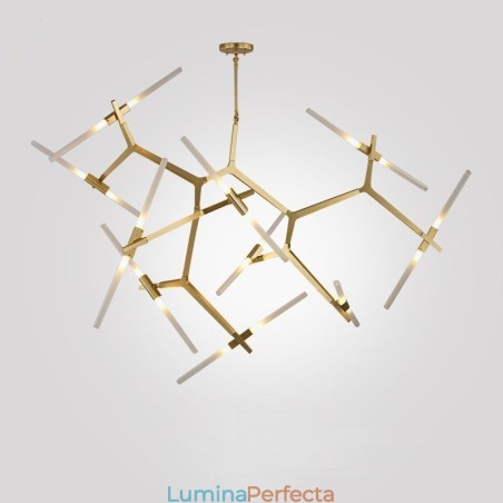 Candelabru modern contemporan cu 20 de lumini (negru auriu) Candelabru modern contemporan cu 20 de lumini (negru auriu)