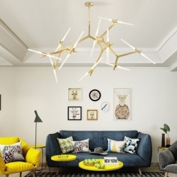 Candelabru modern contemporan cu 20 de lumini (negru auriu)