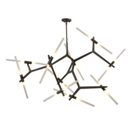 Candelabru modern contemporan cu 20 de lumini (negru auriu)