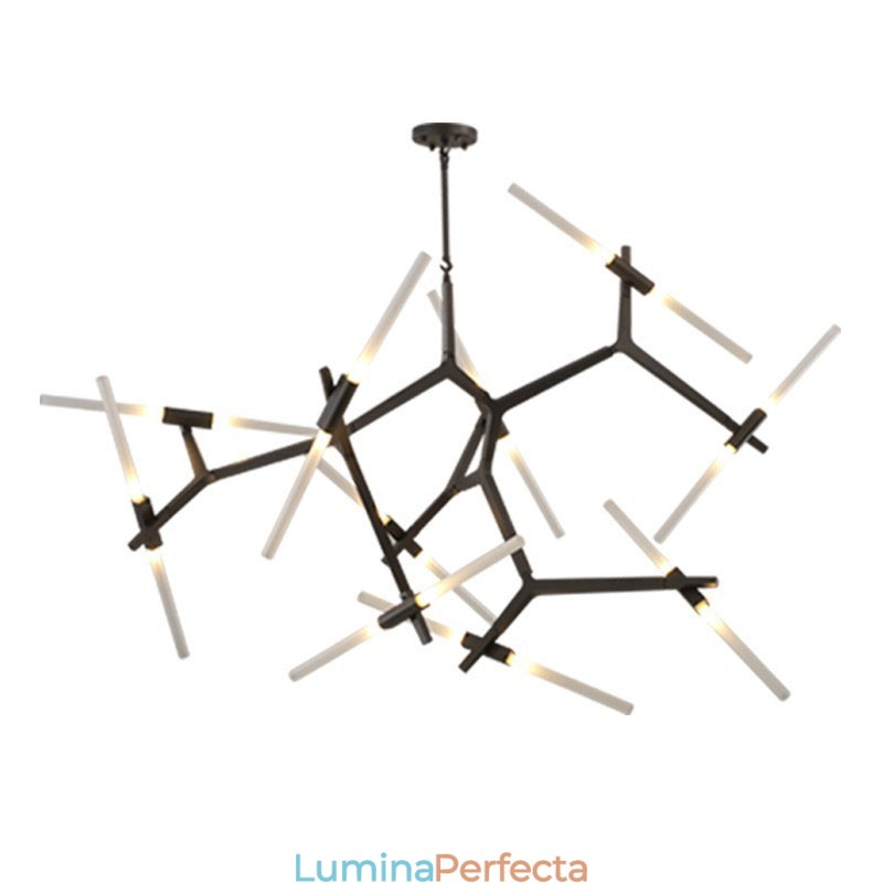Candelabru modern contemporan cu 20 de lumini (negru auriu)