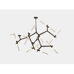 Candelabru modern contemporan cu 20 de lumini (negru auriu)