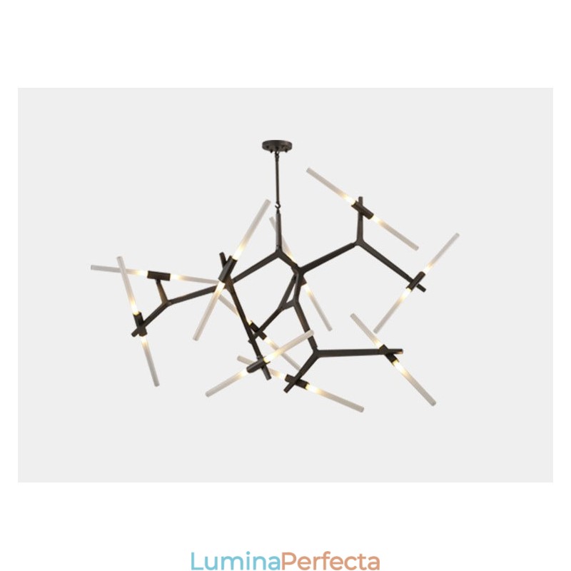 Candelabru modern contemporan cu 20 de lumini (negru auriu)