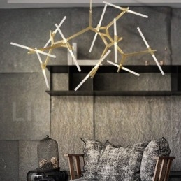Candelabru modern contemporan cu 20 de lumini (negru auriu)