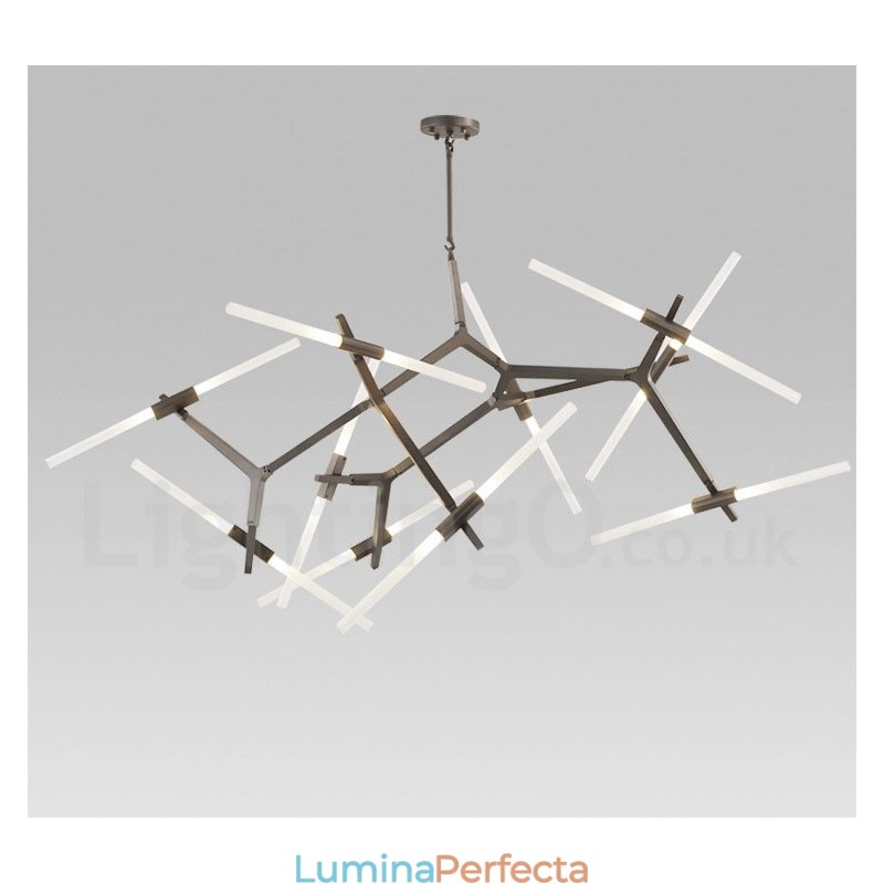 Candelabru modern contemporan cu 20 de lumini (negru auriu)