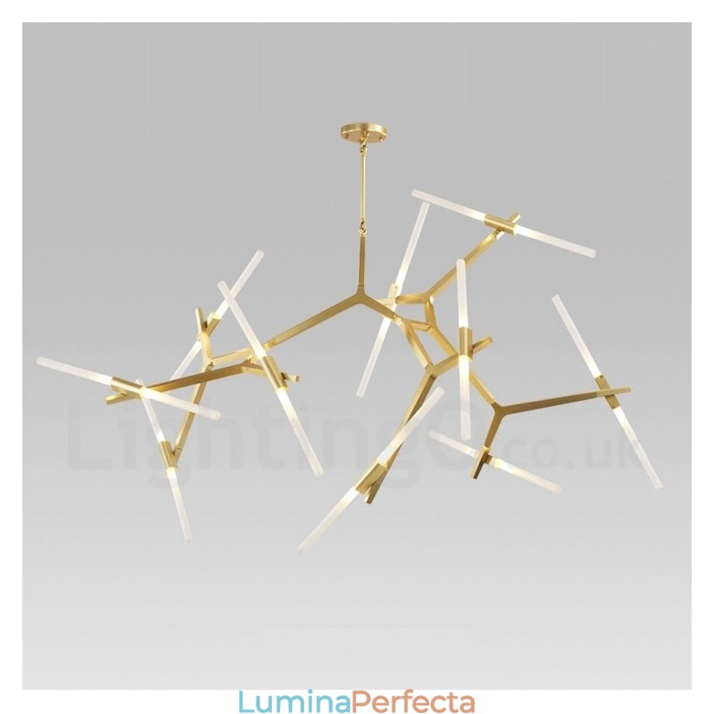 Candelabru modern contemporan cu 20 de lumini (negru auriu)