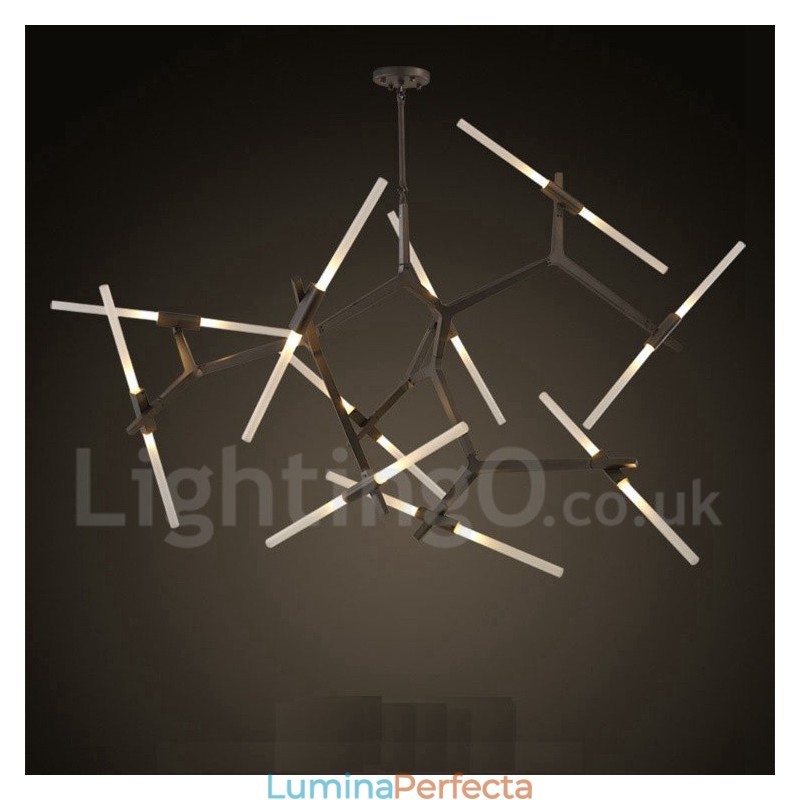 Candelabru modern contemporan cu 20 de lumini (negru auriu)