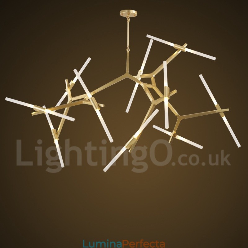 Candelabru modern contemporan cu 20 de lumini (negru auriu)