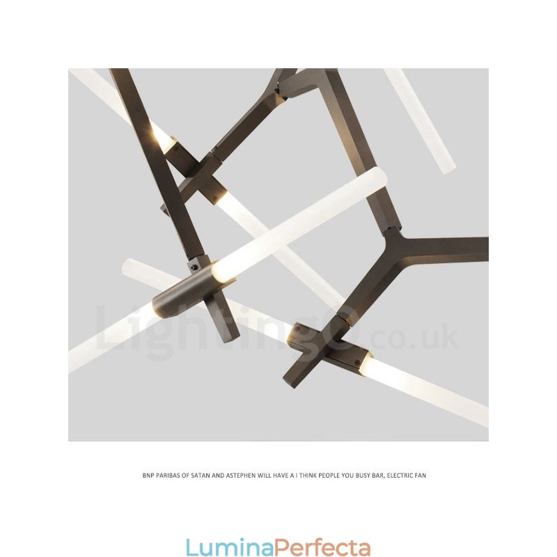 Candelabru modern contemporan cu 20 de lumini (negru auriu)
