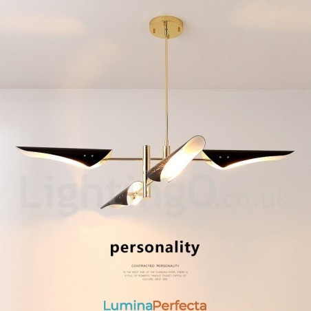 Candelabru modern contemporan cu 2 niveluri, cu 4 lumini Candelabru modern contemporan cu 2 niveluri, cu 4 lumini