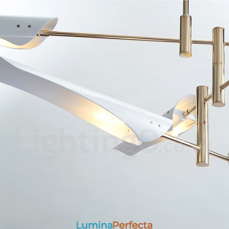 Candelabru modern contemporan cu 2 niveluri, cu 4 lumini