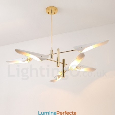 Candelabru modern contemporan cu 3 niveluri, cu 6 lumini Candelabru modern contemporan cu 3 niveluri, cu 6 lumini