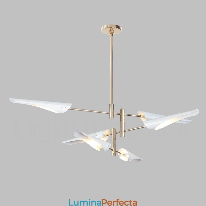 Candelabru modern contemporan cu 3 niveluri, cu 6 lumini