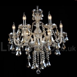 Candelabru modern cu 6 lumini, retro, vintage, culoare cognac