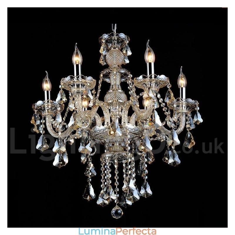 Candelabru modern cu 6 lumini, retro, vintage, culoare cognac