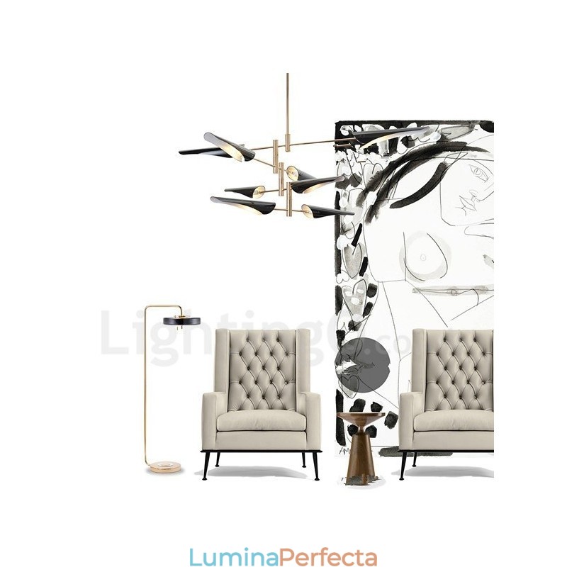 Candelabru modern contemporan cu 4 niveluri și 8 lumini