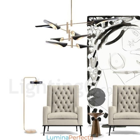 Candelabru modern contemporan cu 4 niveluri și 8 lumini Candelabru modern contemporan cu 4 niveluri și 8 lumini