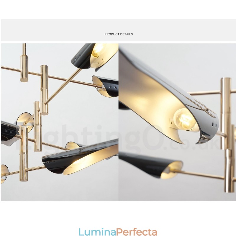 Candelabru modern contemporan cu 4 niveluri și 8 lumini