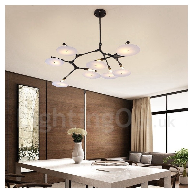 Candelabru negru, modern, contemporan, cu 8 lumini