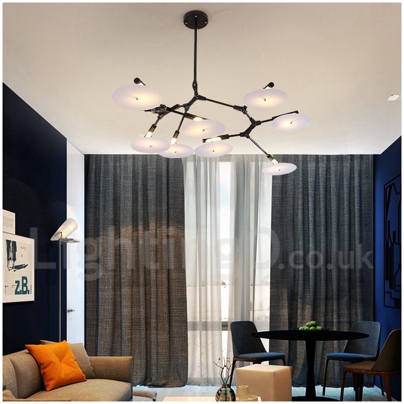 Candelabru negru, modern, contemporan, cu 8 lumini