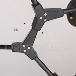 Candelabru negru, modern, contemporan, cu 8 lumini
