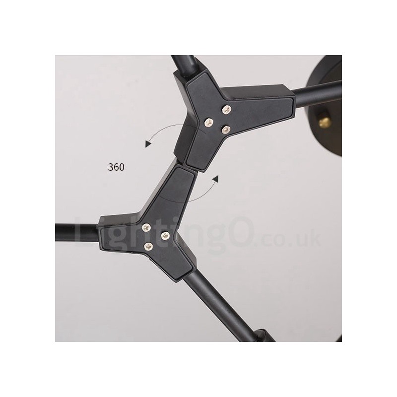 Candelabru negru, modern, contemporan, cu 8 lumini