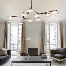 Candelabru negru, modern, contemporan, cu 9 lumini