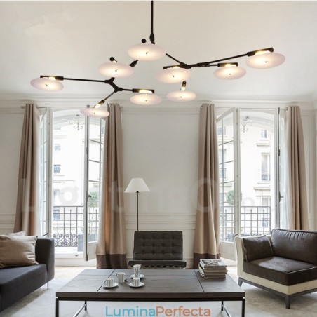 Candelabru negru, modern, contemporan, cu 9 lumini Candelabru negru, modern, contemporan, cu 9 lumini
