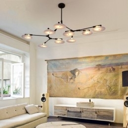 Candelabru negru, modern, contemporan, cu 9 lumini